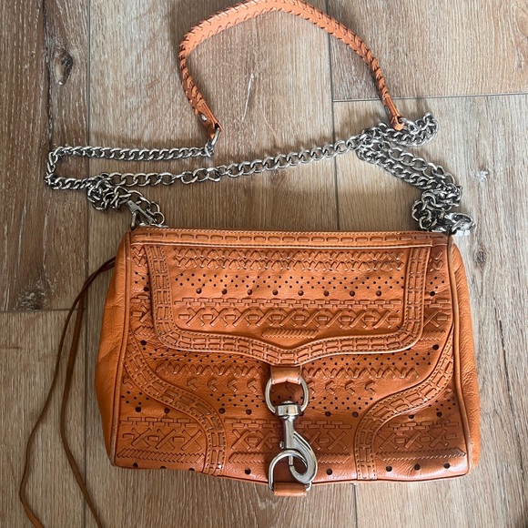 Rebecca Minkoff tan soft perforated leather shoulder cross body handbag - Picture 1 of 8